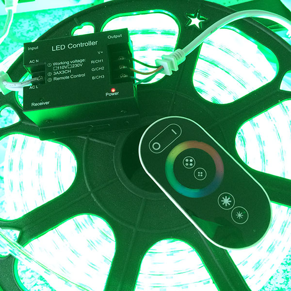 AC110-220V 1500W Max, LED RGB Wireless RF color ring Infrared Remote Controller, For 164Ft RGB High Voltage led strip lights